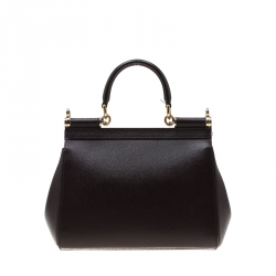 Pre Owned حقيبة دولتشي أند غابانا ميس سيسيلي جلد عنابي داكن صغيرة