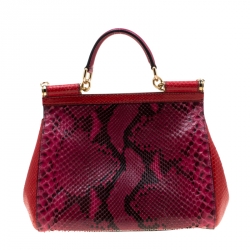 Pre Owned Dolce and Gabbana Multicolor Python Medium Limited Edition Miss Sicily Top Handle Bag