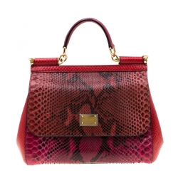 Pre Owned Dolce and Gabbana Multicolor Python Medium Limited Edition Miss Sicily Top Handle Bag