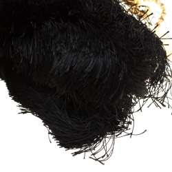 Pre Owned Dolce and Gabbana Black Fabric and Satin Fringed Chain Clutch