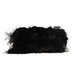 Pre Owned Dolce and Gabbana Black Fabric and Satin Fringed Chain Clutch