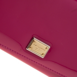 Pre Owned Dolce and Gabbana Dark Pink Patent Leather Wallet On Chain