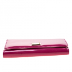 Pre Owned Dolce and Gabbana Dark Pink Patent Leather Wallet On Chain
