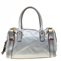Dolce and Gabbana Silver Leather Miss Easy Way Boston Bag