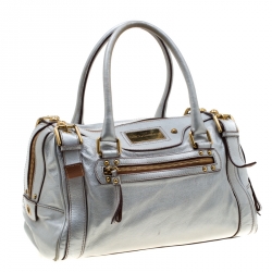 Dolce and Gabbana Silver Leather Miss Easy Way Boston Bag