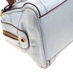 Dolce and Gabbana Silver Leather Miss Easy Way Boston Bag