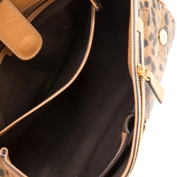 مملوكة مسبقًا حقيبة دولتشي أند غابانا يد علوية ميس سيسيلي كبيرة كانفاس مقوى طباعة فهد بنية فاتحة