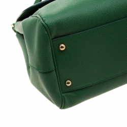 Pre Owned Dolce and Gabbana Green Leather Large Miss Sicily Top Handle Bag