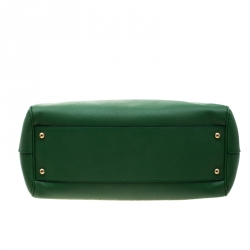 Pre Owned Dolce and Gabbana Green Leather Large Miss Sicily Top Handle Bag