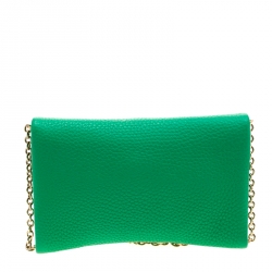 مملوكة مسبقًا Dolce & Gabbana Green Leather Chain Clutch