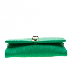 مملوكة مسبقًا Dolce & Gabbana Green Leather Chain Clutch