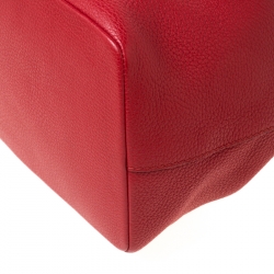 Pre Owned Dolce and Gabbana Red Leather Claudia Drawstring Bucket Bag