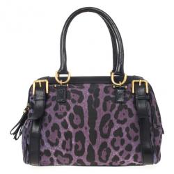 Dolce and Gabbana Purple Leopard 'Miss Easy Way' Boston Bag