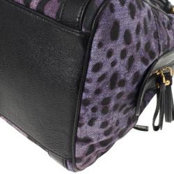 Dolce and Gabbana Purple Leopard 'Miss Easy Way' Boston Bag