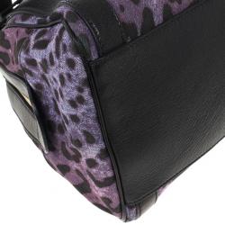 Dolce and Gabbana Purple Leopard 'Miss Easy Way' Boston Bag