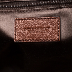 Pre Owned Dolce and Gabbana Brown/Beige Velvet and Leather Satchel
