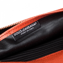 Pre Owned Dolce and Gabbana Orange Leather Dauphine Continental Wallet