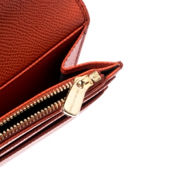 Pre Owned Dolce and Gabbana Orange Leather Dauphine Continental Wallet