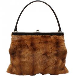 Dolce And Gabbana Brown Fur Tote Bag 