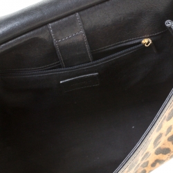 Pre Owned Dolce and Gabbana Leopard Print Coated Canvas and Leather Large Miss Sicily Top Handle Bag 