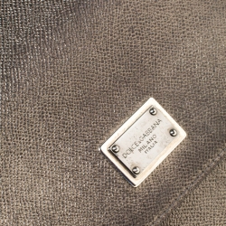 Pre Owned Dolce and Gabbana Olive Green Metallic Leather Medium Miss Sicily Top Handle Bag