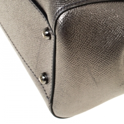 Pre Owned Dolce and Gabbana Olive Green Metallic Leather Medium Miss Sicily Top Handle Bag