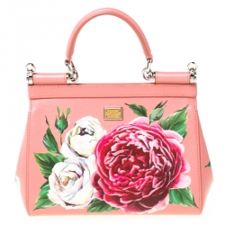 مملوكة مسبقًا حقيبة دولتشي أند غابانا دوفين سيسيلي مطبوعة متعدد الألوان بيد علوية