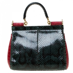 Pre Owned Dolce and Gabbana Multicolor Crocodile and Python Leather Small Miss Sicily Tote