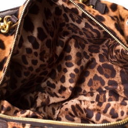 Pre Owned Dolce and Gabbana Leopard Print Calf Hair and Leather Satchel