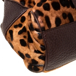 Pre Owned Dolce and Gabbana Leopard Print Calf Hair and Leather Satchel