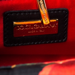 Pre Owned Dolce and Gabbana Multicolor Rose Print Satin Miss Lady Clutch