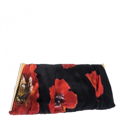 Pre Owned Dolce and Gabbana Multicolor Rose Print Satin Miss Lady Clutch
