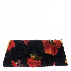 Pre Owned Dolce and Gabbana Multicolor Rose Print Satin Miss Lady Clutch