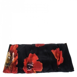 Pre Owned Dolce and Gabbana Multicolor Rose Print Satin Miss Lady Clutch