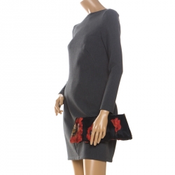 Pre Owned Dolce and Gabbana Multicolor Rose Print Satin Miss Lady Clutch