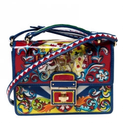 Dolce & Gabbana Maiolica Tile Print Rosalia Small Flap Crossbody Bag