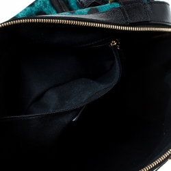 Pre Owned Dolce and Gabbana Green Cheetah Print Canvas and Leather Easy Way Satchel