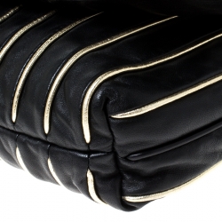 Pre Owned Dolce & Gabbana Black/Gold Striped Flap Clutch