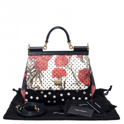 Pre Owned حقيبة دولتشي أند غابانا ميس سيسيلي متوسطة جلد فلورال منقطة متعددة الألوان بيد علوية