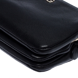 Pre Owned Dolce & Gabbana Black Leather Small Lily Twist Kiss Lock Clutch