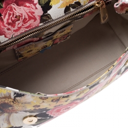 Pre Owned Dolce and Gabbana Multicolor Floral Print Leather Medium Miss Sicily Top Handle Bag
