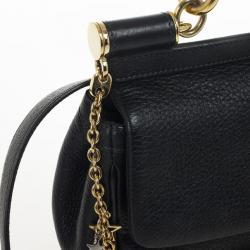 Pre Owned Dolce and Gabbana Black Leather Mini Miss Sicily Belt Bag