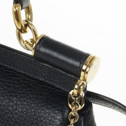 Pre Owned Dolce and Gabbana Black Leather Mini Miss Sicily Belt Bag