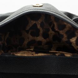 Pre Owned Dolce and Gabbana Black Leather Mini Miss Sicily Belt Bag