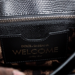 Pre Owned حقيبة دولتشي أند غابانا ويلكوم يد علوية جلد سحلية بارز أسود