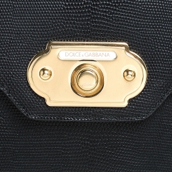 Pre Owned حقيبة دولتشي أند غابانا ويلكوم يد علوية جلد سحلية بارز أسود