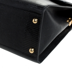 Pre Owned حقيبة دولتشي أند غ ابانا ويلكوم يد علوية جلد سحلية بارز أسود