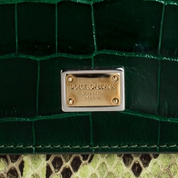 مملوكة مسبقًا Dolce and Gabbana Multicolor Crocodile and Python Small Miss Sicily Top Handle Bag