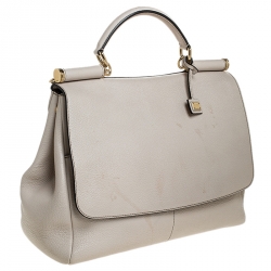 مملوكة مسبقًا حقيبة دولتشي أند غابانا قلاب يد علوية جلد كريمي