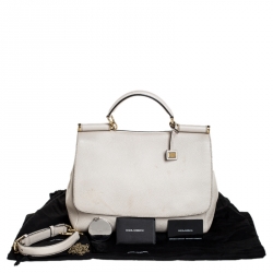 مملوكة مسبقًا حقيبة دولتشي أند غابانا قلاب يد علوية جلد كريمي